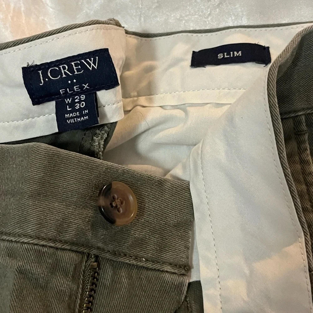 J. Crew Flex Slim Men's Olive Khaki Chinos